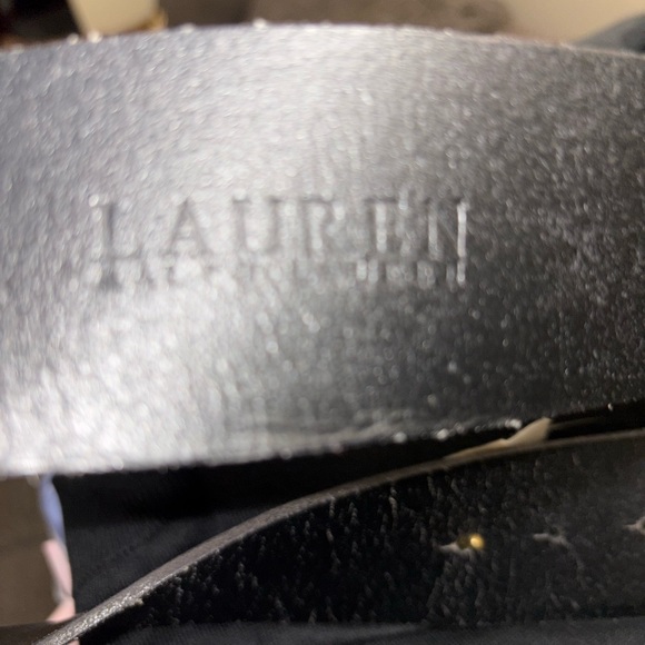 Ralph Lauren Black Double-Strap Leather Belt with Brass Buckles - Picture 3 of 4